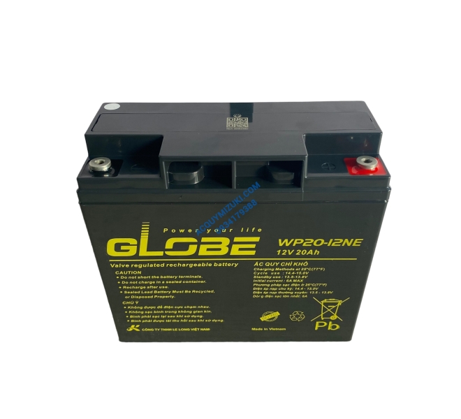 Bình ắc quy GLOBE WP20-12NE 12V 20AH CỌC VÍT