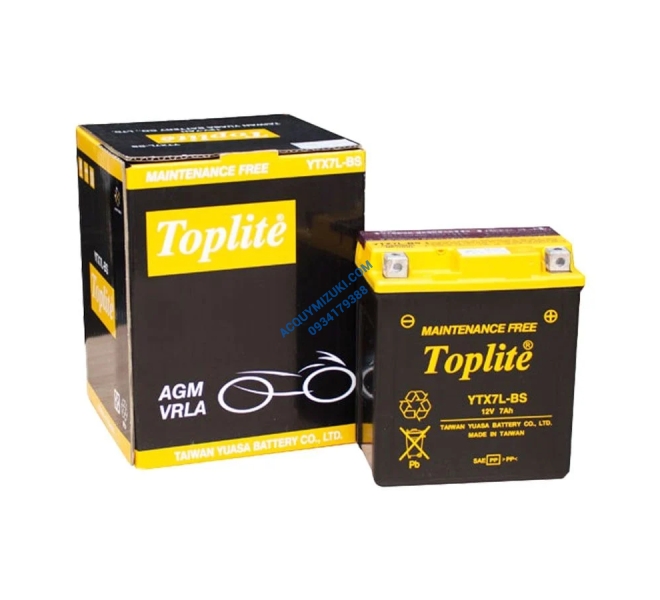 Bình ắc quy TOPLITE YTX7L-BS 12V 7AH CCA 105A