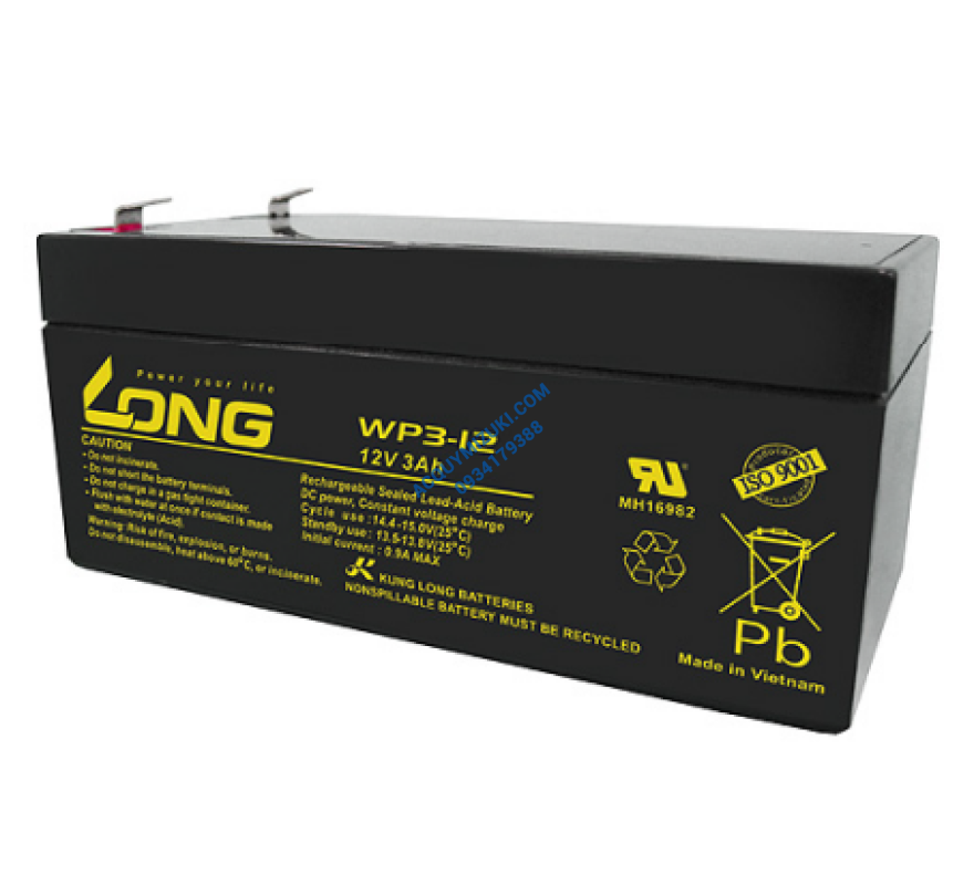 Bình ắc quy LONG 12V-3AH, LONG WP3-12, F1